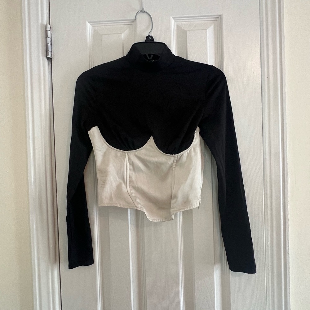 Black and White Women's Corset Top